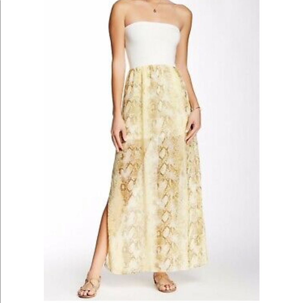 Yellow snakeskin maxi dress